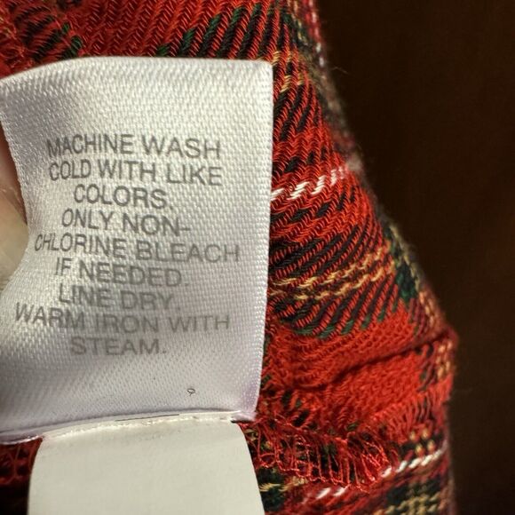 J Jill Blouse Small Red Plaid Tiered Long Sleeve Academia Holiday Lightweight - Picture 7 of 7